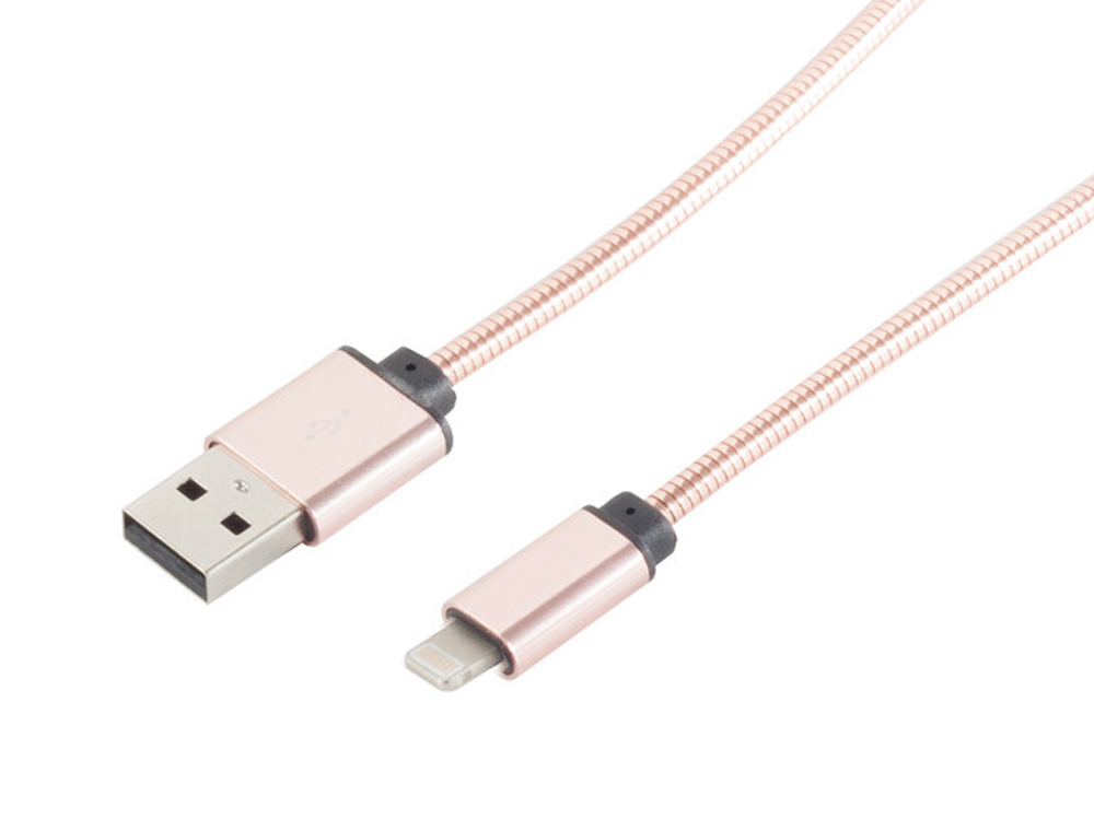 1275-1: USB Ladekabel 8-Pin Steel rodegold 1,0m